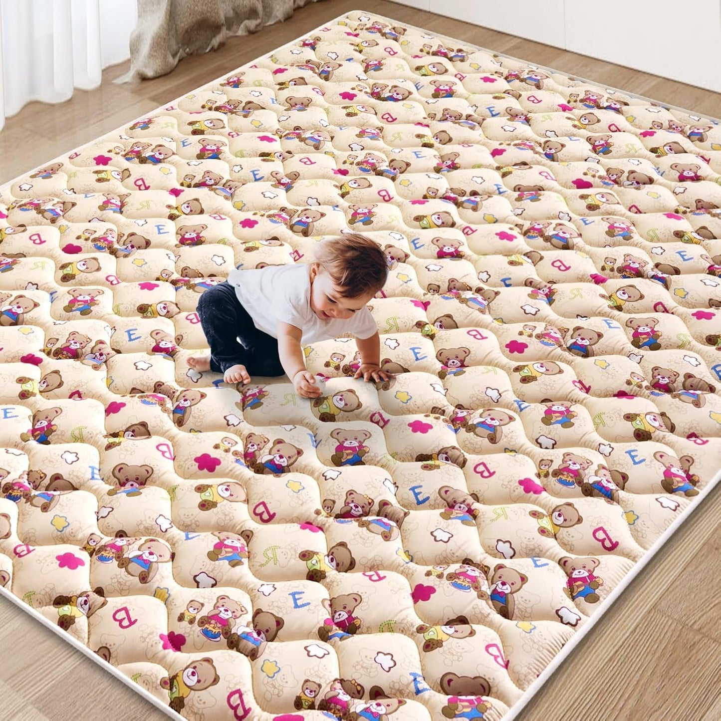 Vibe Bear Baby Play Mat - 71" X 59",Premium Thicker Foam One-Piece Crawling Mat, Extra Large Anti-Slip Activity Playmat for Babies, Toddlers & Infants