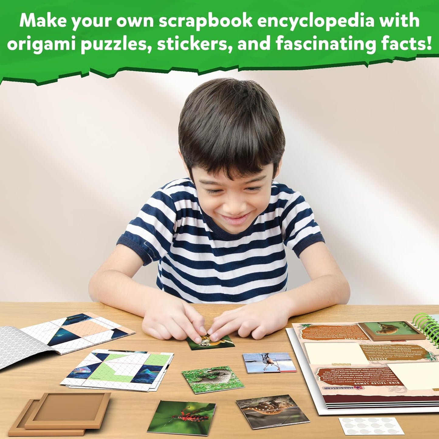 Skillmatics Scrapbooking Kit & Origami Puzzle Book - 48 DIY Folding Puzzles with Fun Fact Encyclopedia, STEM Learning & Travel Toy, Brain Teasers, Educational Gifts for Ages 6, 7, 8, 9, 10 and Up