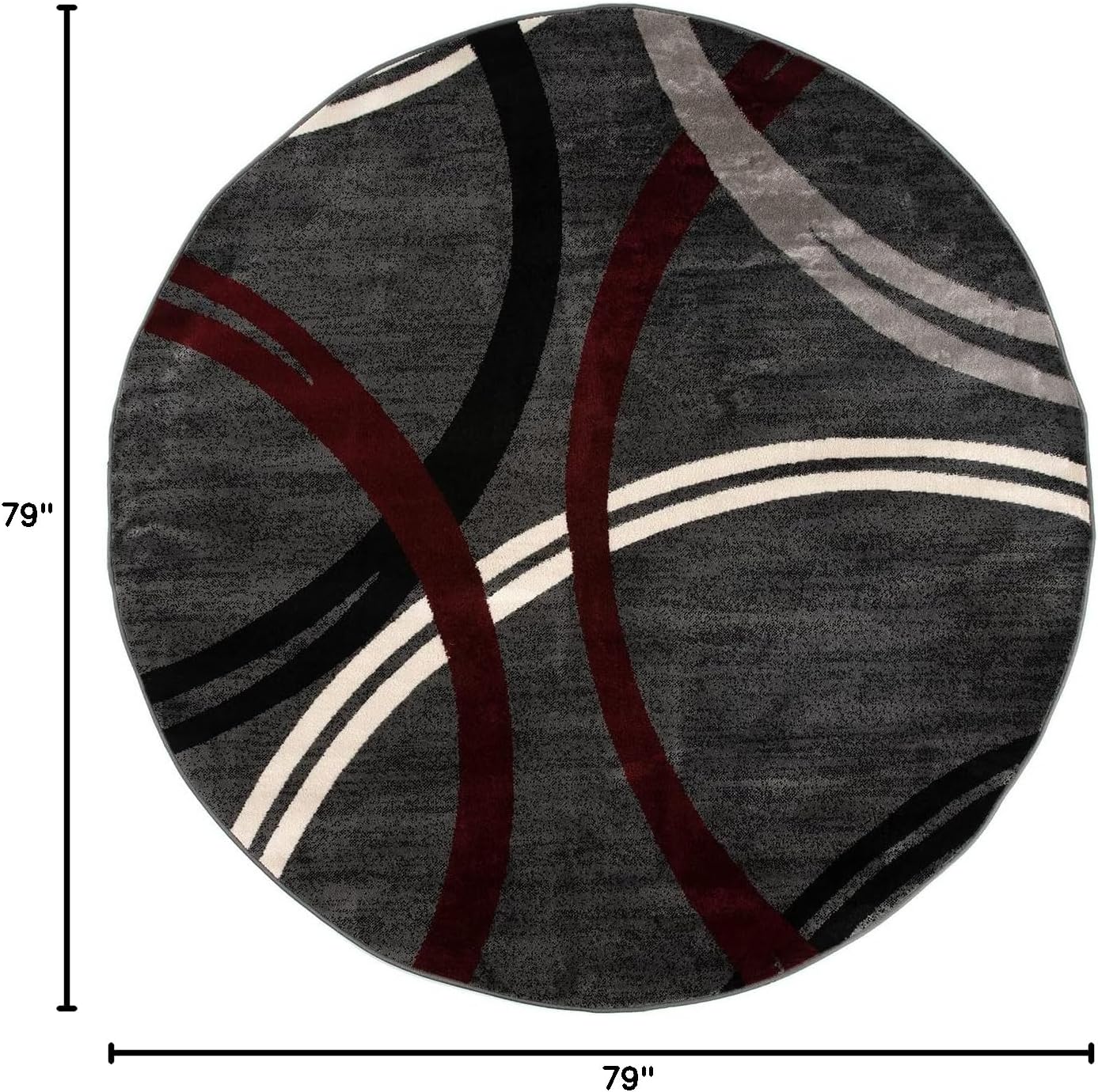 Rugshop Modern Wavy Circles Design 6' 6" (6' 6" Diameter) Red