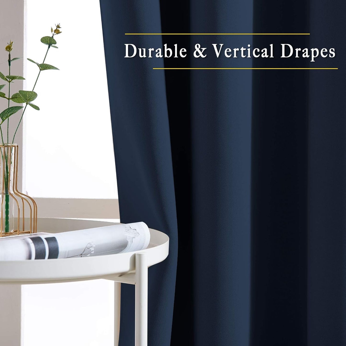 NICETOWN Navy Curtains 96 inches Long, Grommet Thermal Insulated Blackout Curtains Privacy Window Treatments for Boys Room/Living Room, W46 x L96, 2 Panels