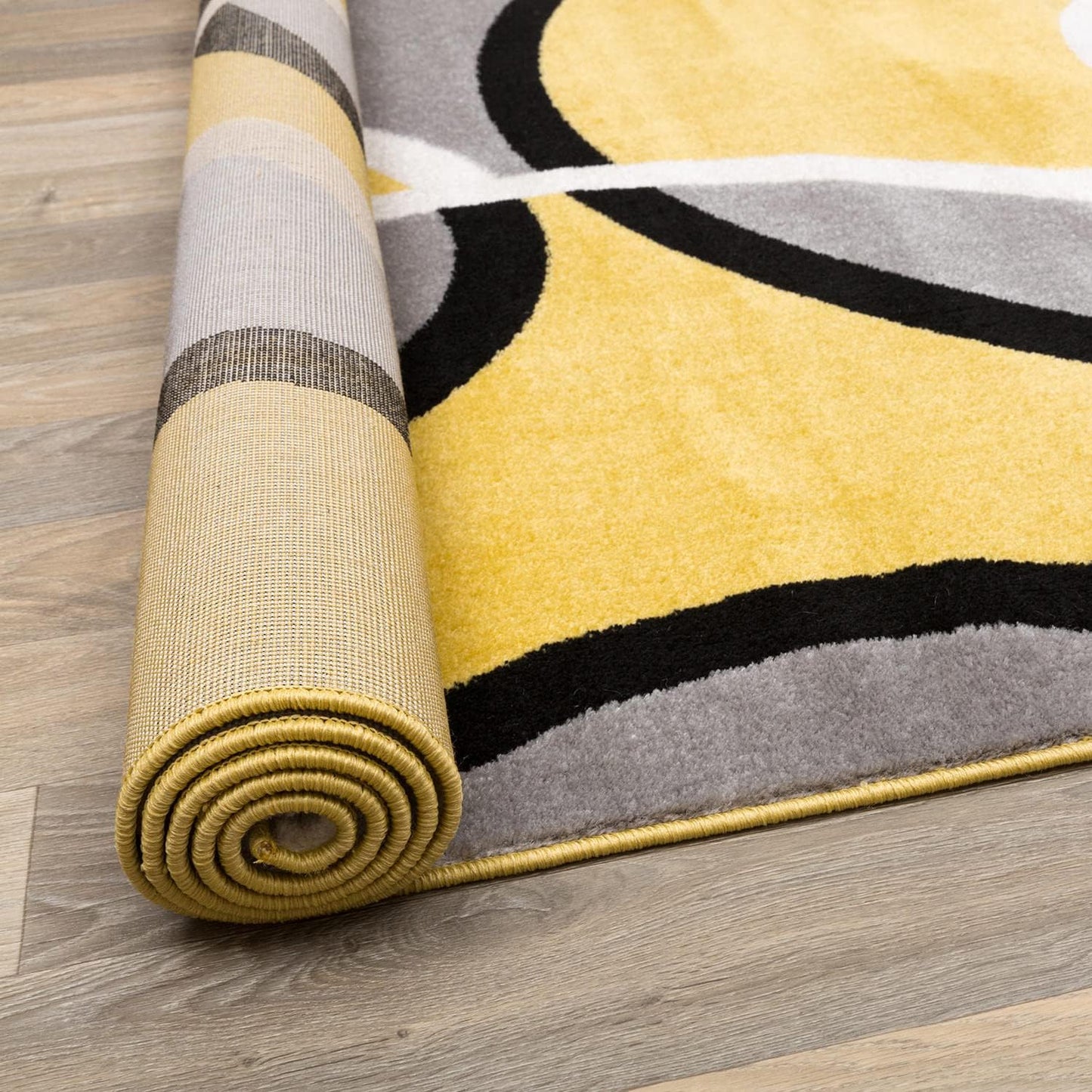 Rugshop Contemporary Abstract Circles Easy Maintenance for Home Office,Living Room,Bedroom,Kitchen Soft Round Rug 6' 6" (6' 6" Diameter) Yellow
