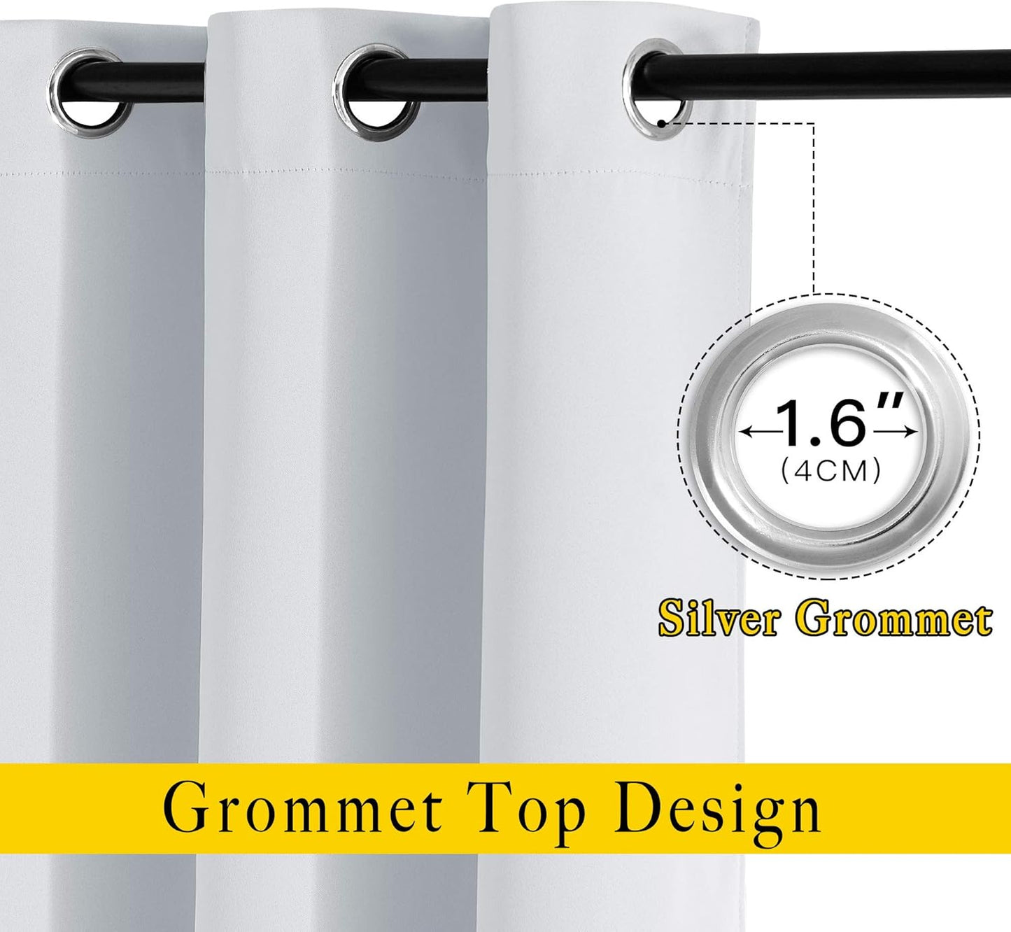 NICETOWN Room Darkening 118 inch Long Curtains, Grommet Thermal Drapes Weighted Room Divider Wide Window Treatments for Living Room, W66 x L118, Greyish White, 2 Panels