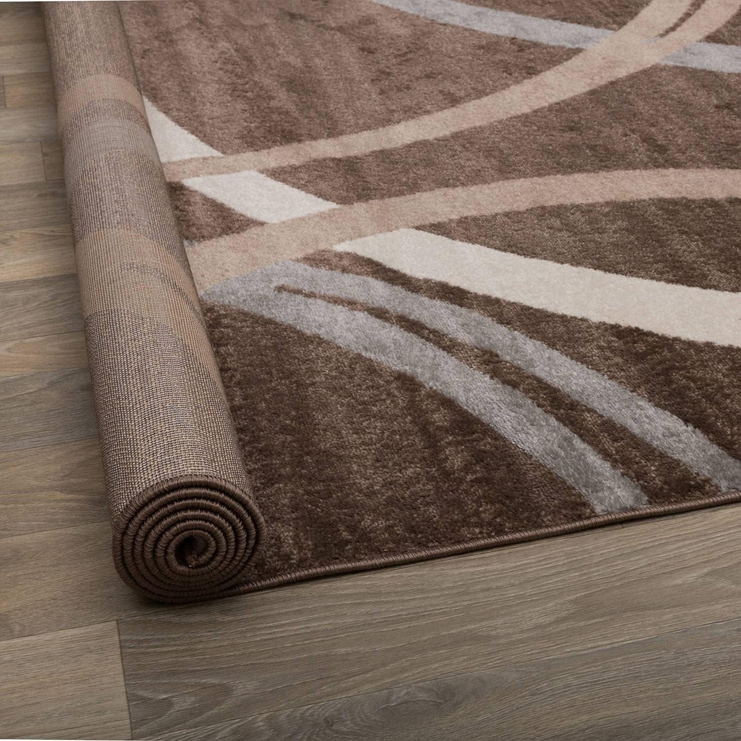 Rugshop Modern Wavy Circles Design Area Rug 5' 3" x 7' 3" Brown