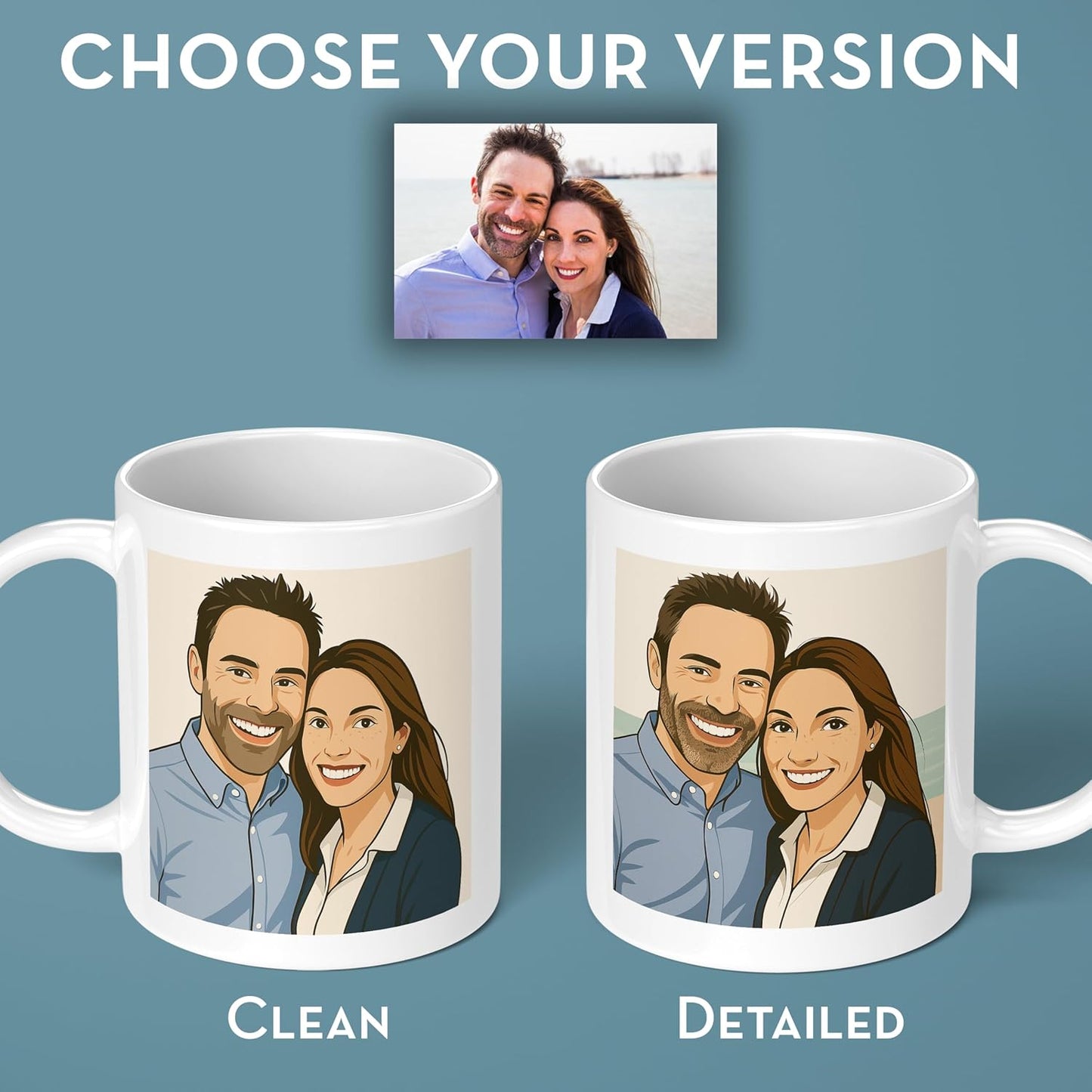Personalized Coffee Mug, Custom Drawing Portrait Gift, Funny Customized Coffee Gift for Men & Women, Custom Mugs with Pictures, Black 11oz Father's Day Mug