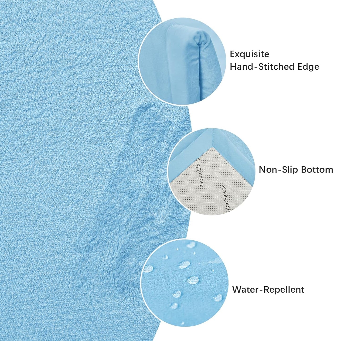 Play Mat for Babies Toddlers,1.3" Thick Elasti-Foam Anti-Fall Cushion Mat for Kids Room,28×72 Bedroom Bedside Rugs,Water-Repellent Soft Coral Velvet(Light Blue)