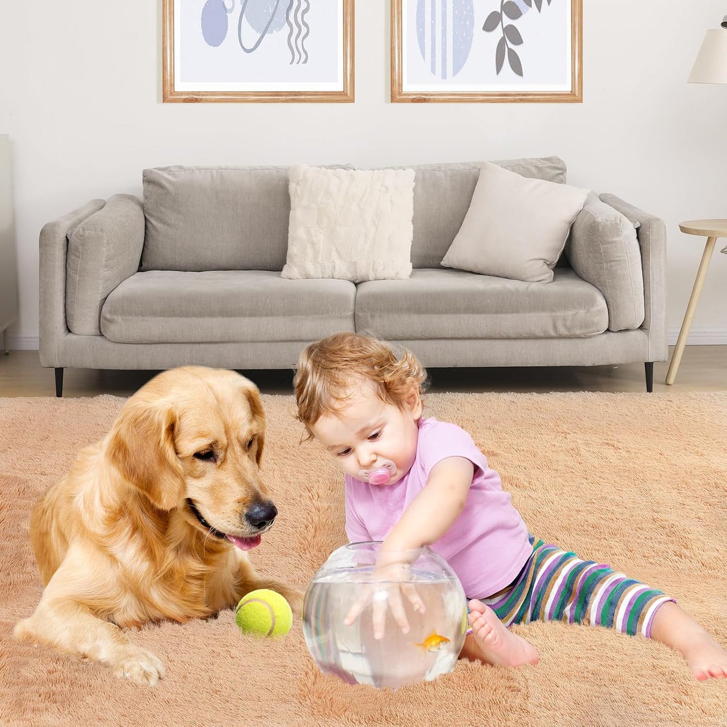 Luxury 3x5 Area Rug, Ultra Soft Rugs for Living Room, Plush Carpet Rugs for Bedroom, Non-Slip Indoor Rug for Nursery, Study Room, Playroom, Home Decor, Camel