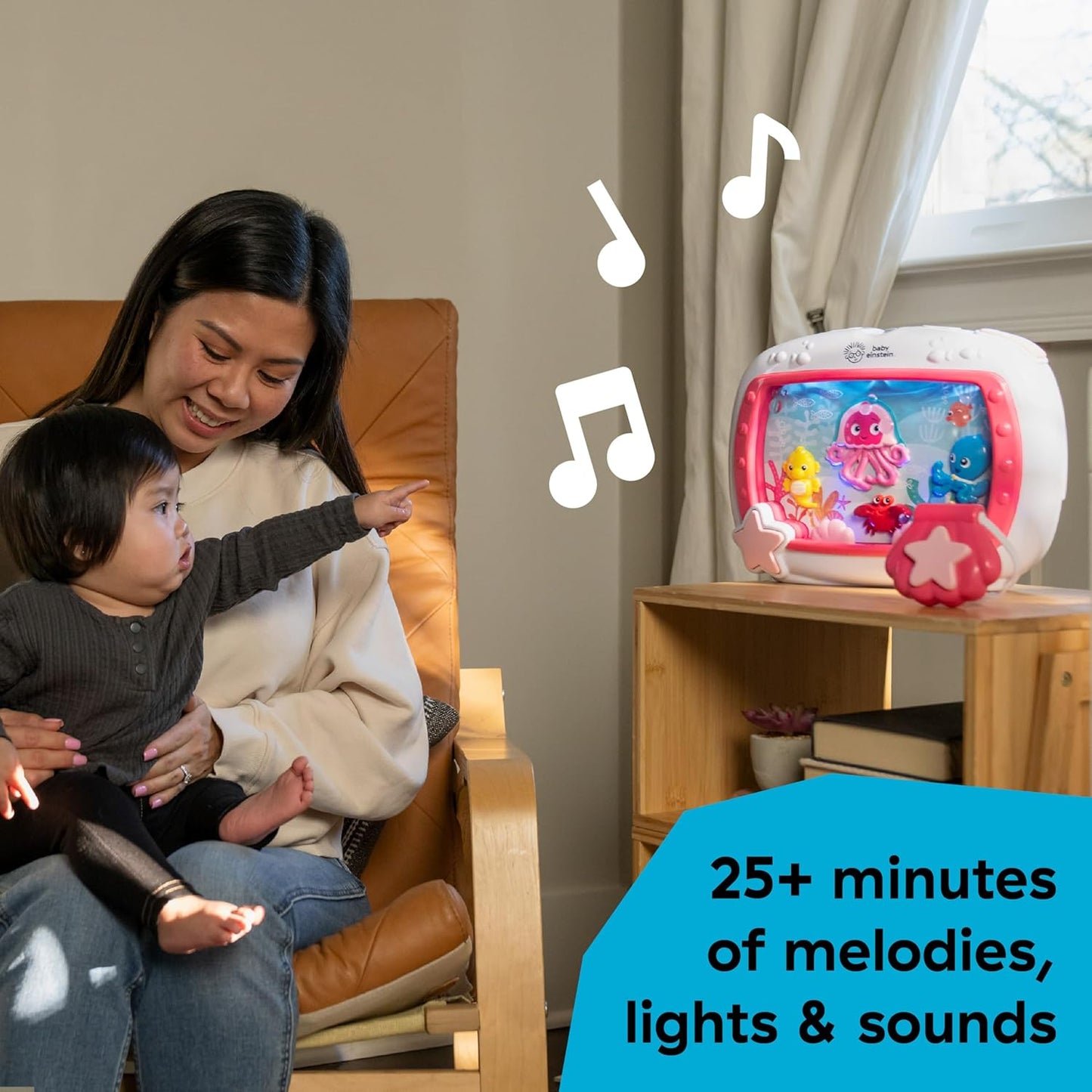 Baby Einstein Sea Dreams Soother Musical Crib Toy and Sound Machine, Pink, Newborn and up