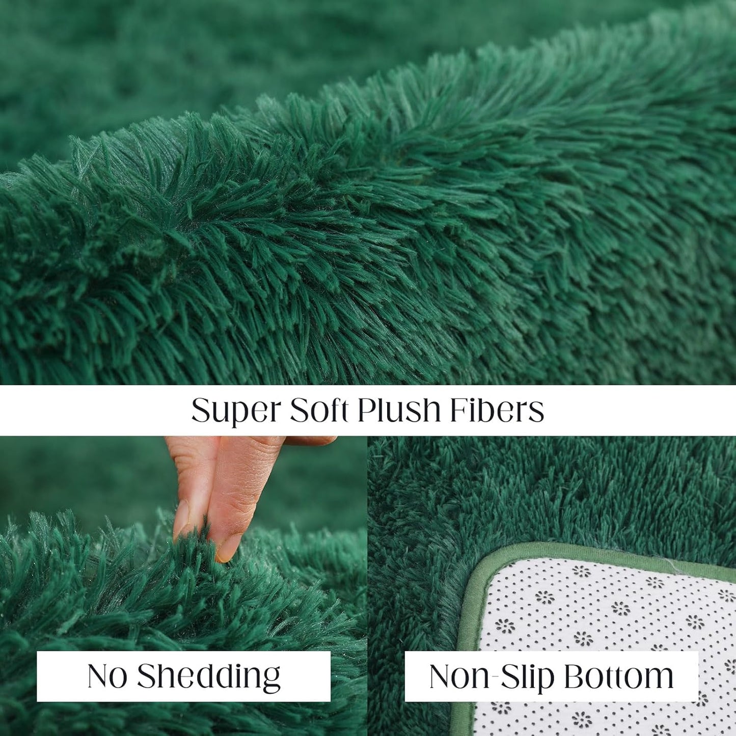 Ultra Soft 9x12 Green Area Rug, Fluffy Plush Rugs for Living Room, Non-Slip Indoor Carpet for Bedroom, Nursery, Study Room, Kids Room, Room Decor