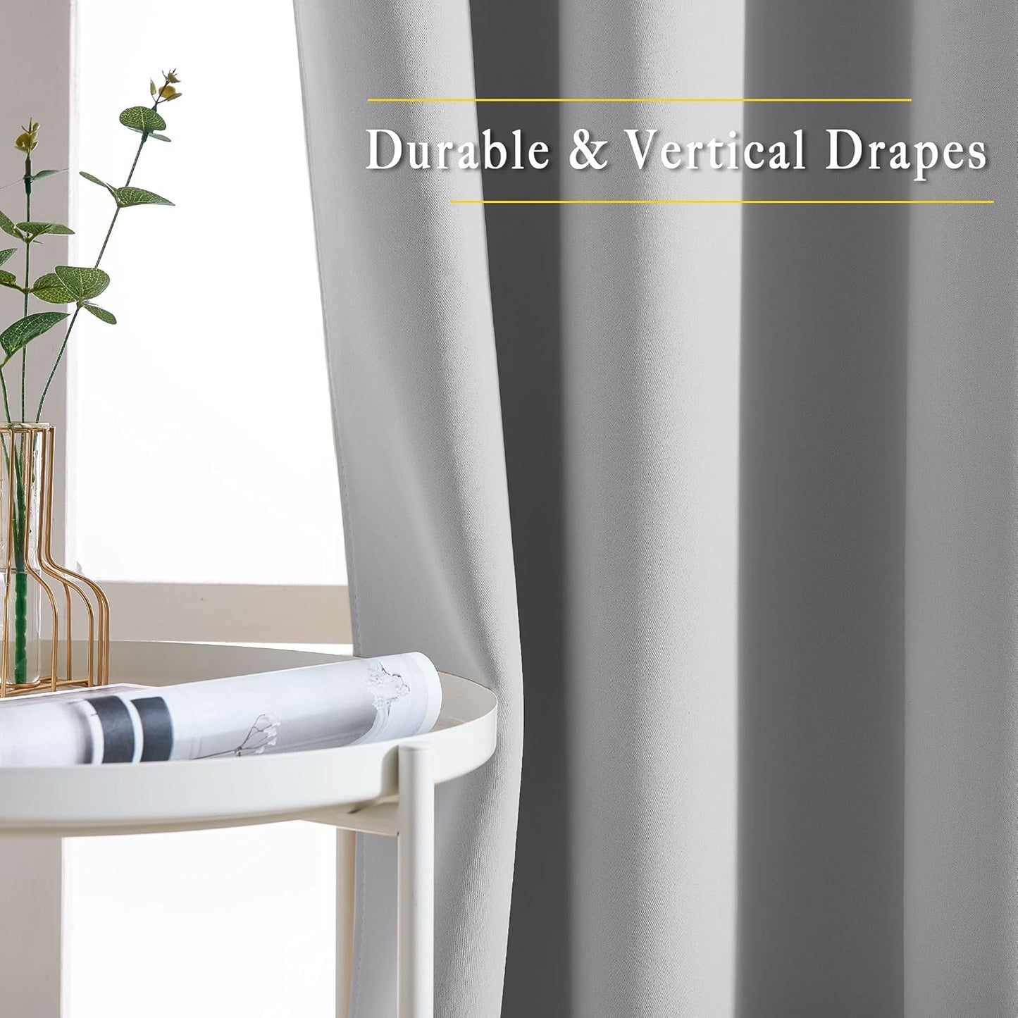 NICETOWN Silver Grey Blackout Curtains 102 inches Long, Grommet Thermal Insulated Solid Room Darkening Window Treatments Sound Reducing for Living Room, W46 x L102, Set of 2