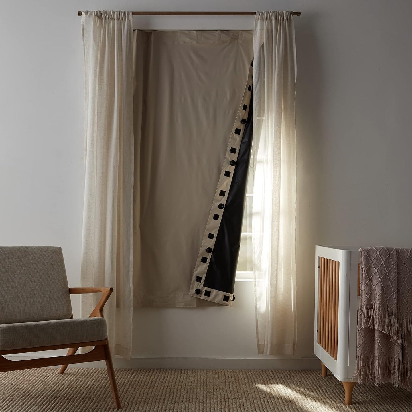 Amazon Basics Portable Blackout Curtain Shade with Suction Cups, 50"W x 78"L, 1-Pack, Beige