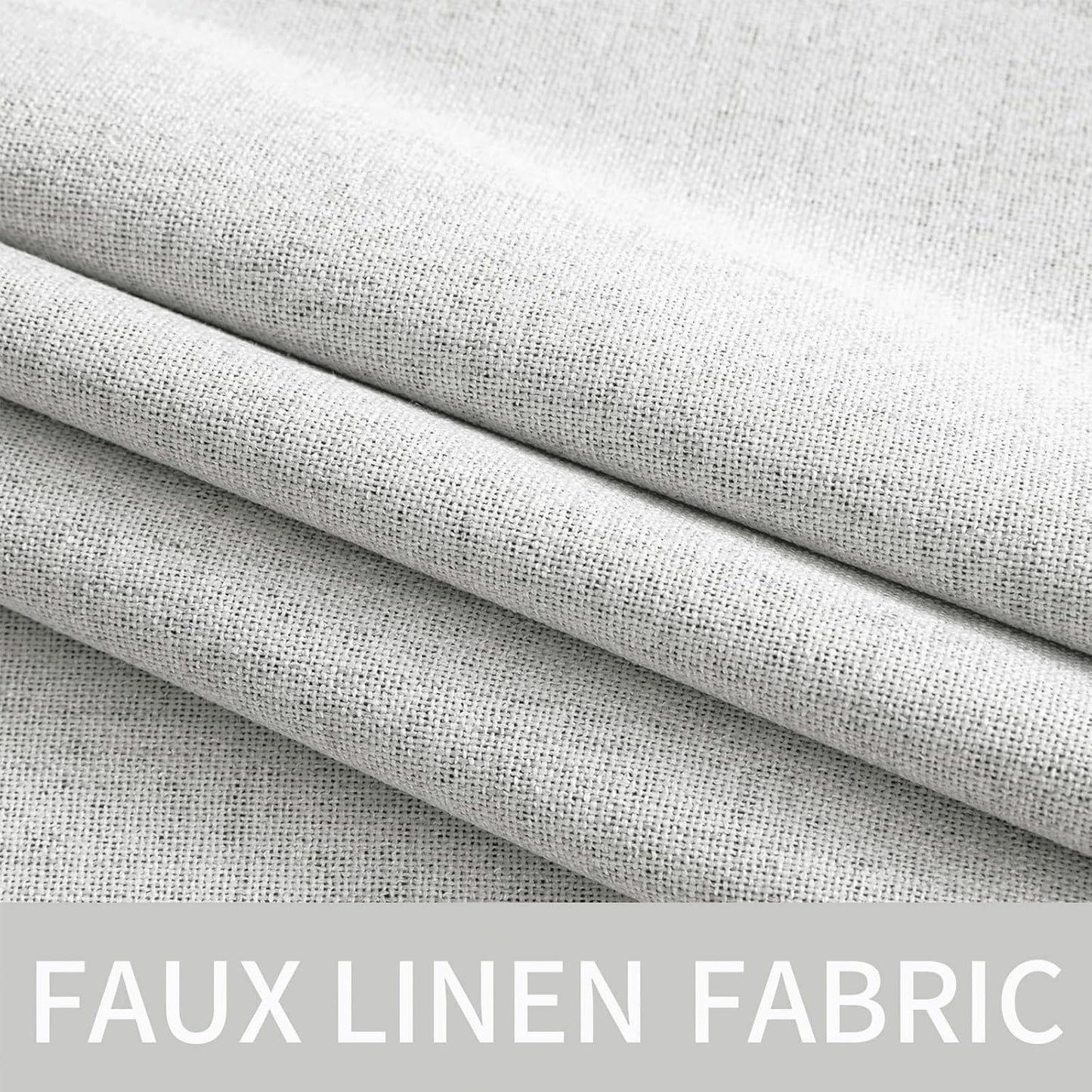 MIULEE 100% Blackout Linen Textured Curtains for Bedroom Solid Thermal Insulated Heathered White Grommet Room Darkening Curtains & Drapes Luxury Decor for Living Room Nursery 52 x 84 Inch (2 Panels)