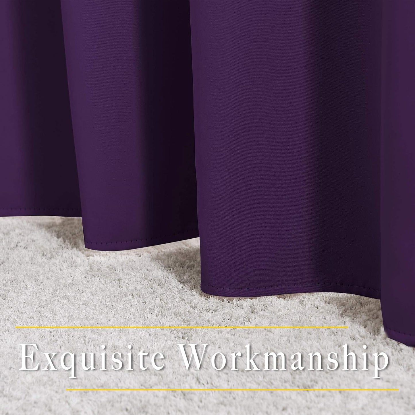 NICETOWN Blackout Bedroom Curtains 66 inches Long, Grommet Light Reducing Thermal Window Treatments Solid Room Darkening for Living Room, Set of 2, W66 x L66, Royal Purple