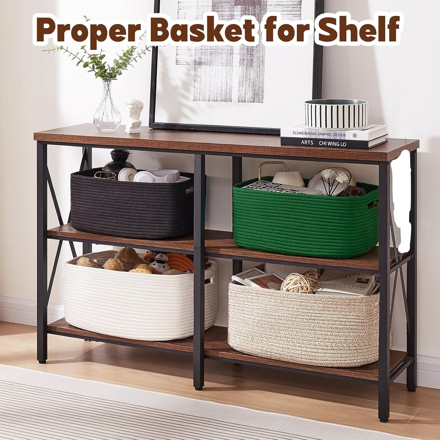 OIAHOMY Storage Basket for Shelves, Closet Cube Storage Bins Baskets for Clothes Blanket Towels, Baby Nursery, Toy Baskets Box, Woven Rope Basket, 15.75*11.81*7.09 IN, 2 Packs Green