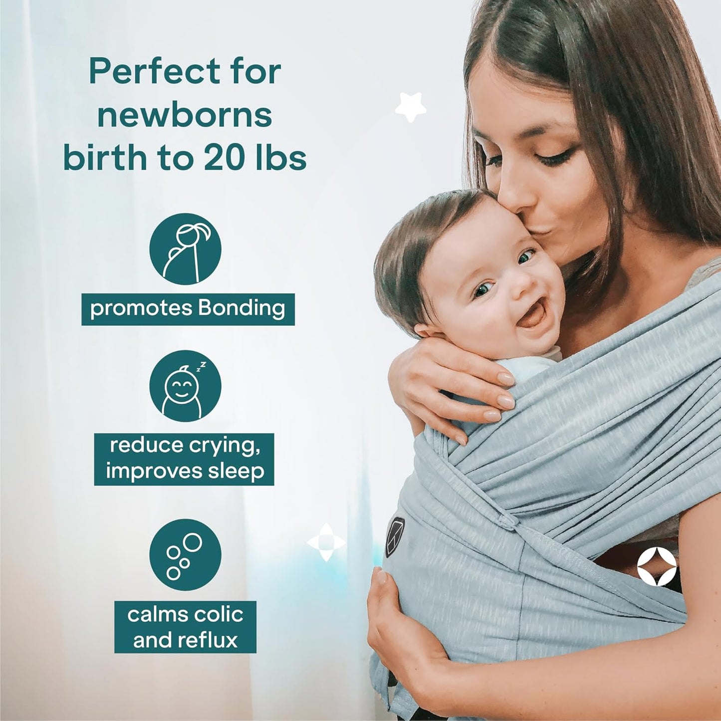 Koala Babycare Baby Carrier Wrap, Easy to Wear As a T-Shirt - Original Baby Carrier Newborn to Toddler - Sling One Size Fits All - Baby Wraps Carrier Up to 22lbs
