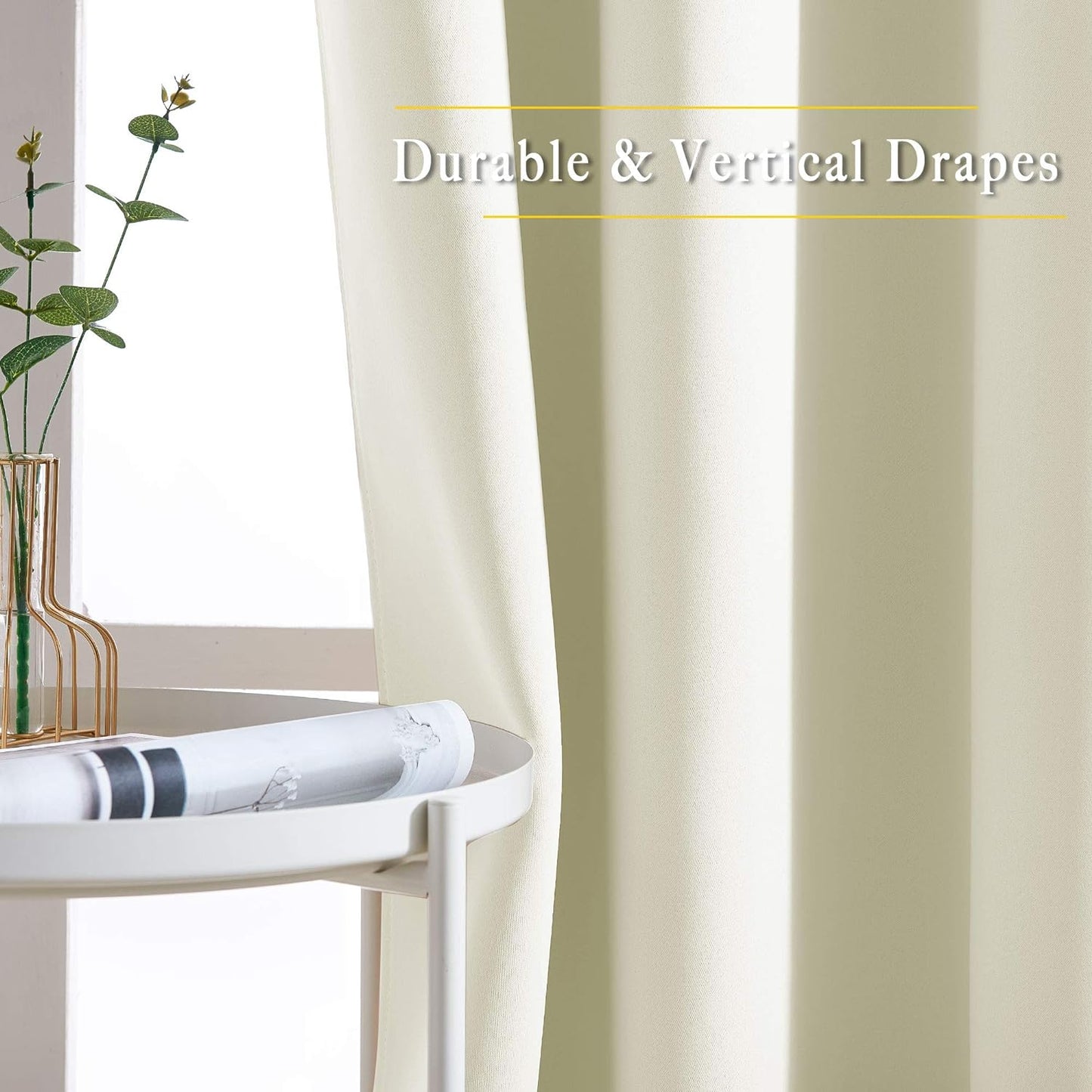 NICETOWN Beige Blackout Curtains 63 inches Long, Grommet Room Darkening Window Treatment Thermal Insulated Vertical Drapes Sound Reducing for Bedroom, W46 x L63, 2 Panels