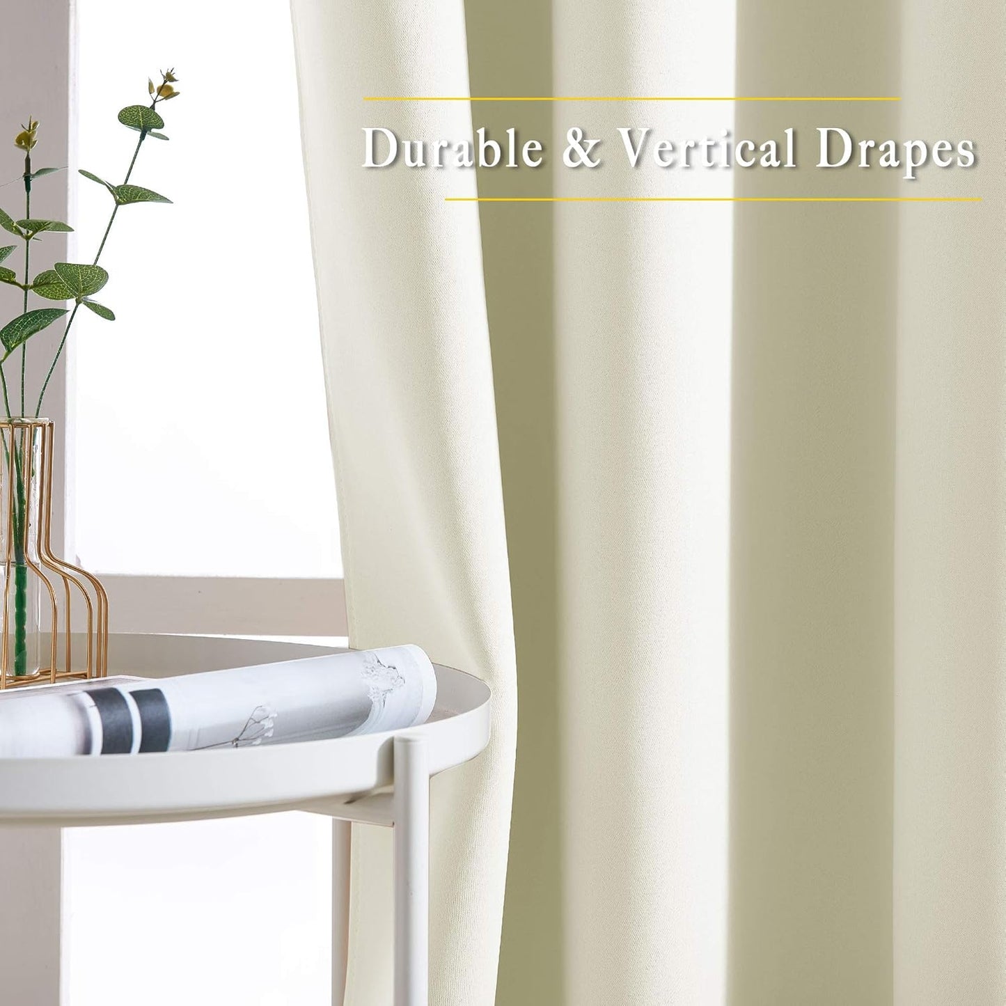 NICETOWN Room Darkening Beige Curtains 102 inches Long 2 Panels Burg, Grommet Thermal Curtains Light Blinds Room Darkening Window Treatments for Bedroom, 2 Panels, W52 x L102