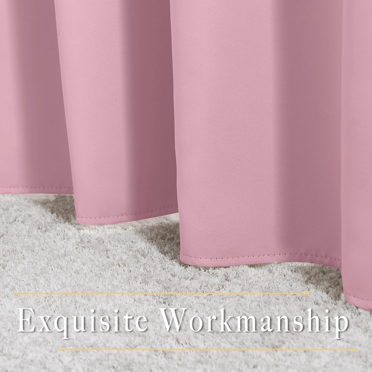 NICETOWN Blackout Kitchen Curtains for 50 inches Long - Grommet Thermal Insulated Window Treatments Light Blocking Drapes for Bedroom/Girl Room, Crystal Pink, W34 x L50, 2 Panels