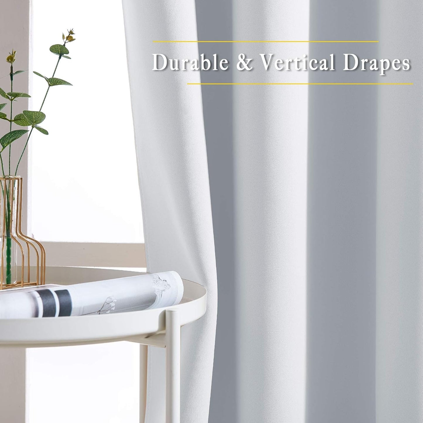 NICETOWN Room Darkening Curtains for Living Room - Easy Care Solid Thermal Insulated Grommet Curtains/Panels/Drapes for Bedroom (2 Panels, 66 by 66, Greyish White)