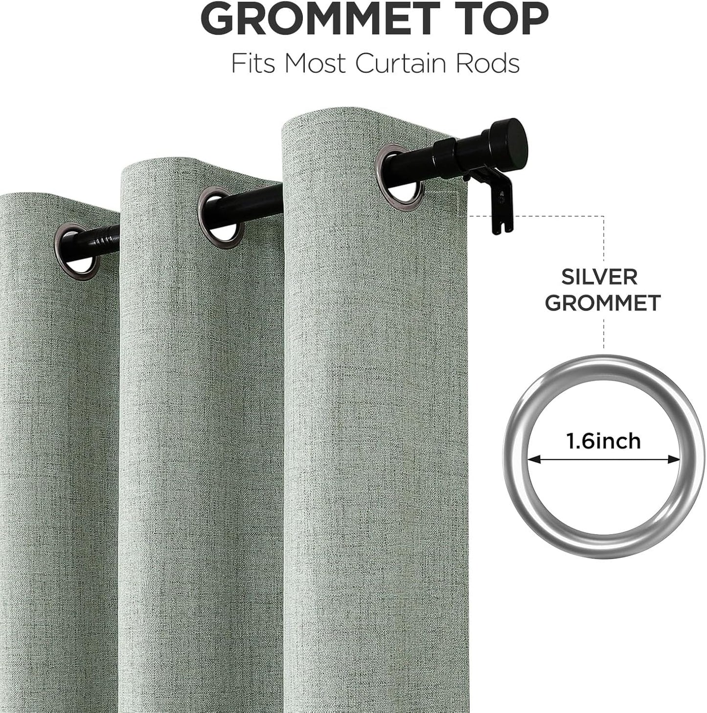 Joydeco Sage Green Blackout Curtains 108 Inches Long, Extra Long Curtains 108 Inch Length 1 Panel for Bedroom, Thermal Insulated Linen Black Out Curtains with Grommets(100x108, Sage Green)