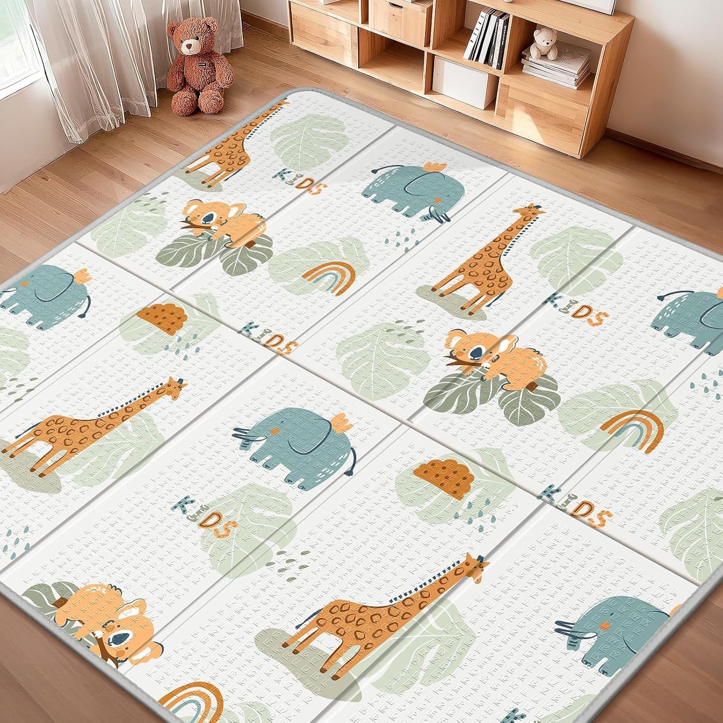Foldable Baby Play Mat for Floor, PIGLOG 79x71 Extra Large Crawiling Play Mat for Babies, Waterproof & Portable Tummy Time and Non-Toxic Soft Foam Playmat for Infants, Toddlers