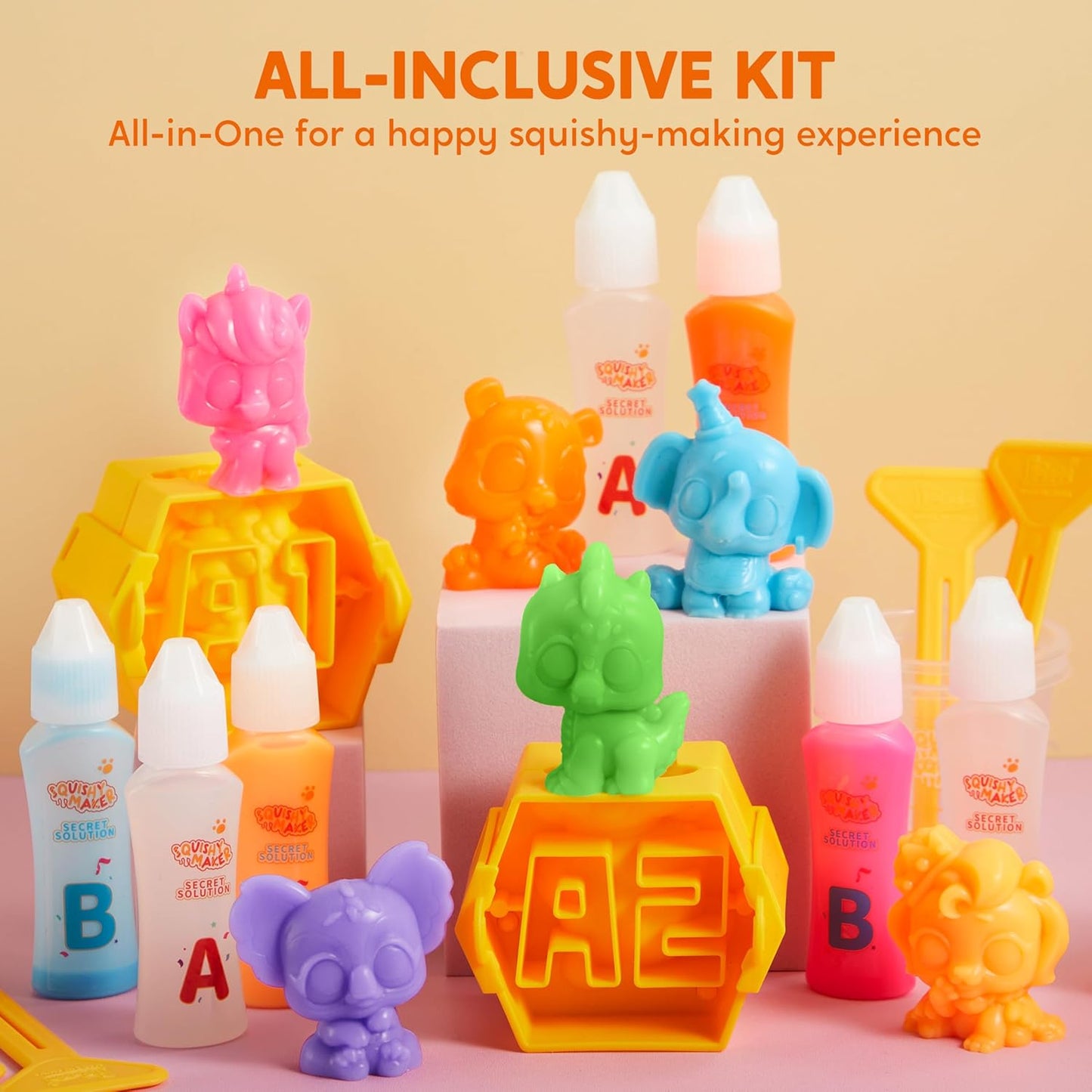 Klever Kits Squishy Toys, DIY Squishy Animal Making Kit, Mystery Box with 4 Surprise Characters Inside, Arts and Crafts, Kids Craft for Kids Ages 6+