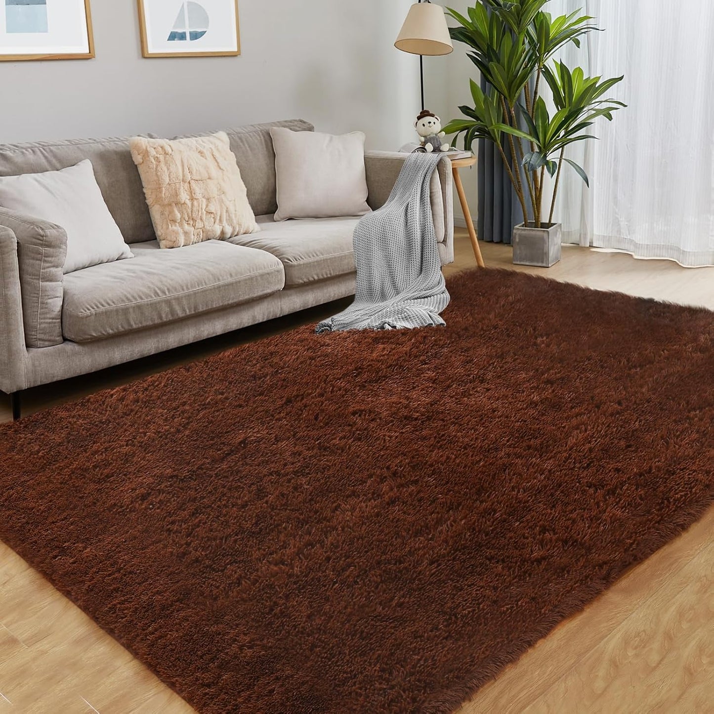 Luxury 3x5 Area Rug, Ultra Soft Rugs for Living Room, Plush Carpet Rugs for Bedroom, Non-Slip Indoor Rug for Nursery, Study Room, Playroom, Home Decor, Brown
