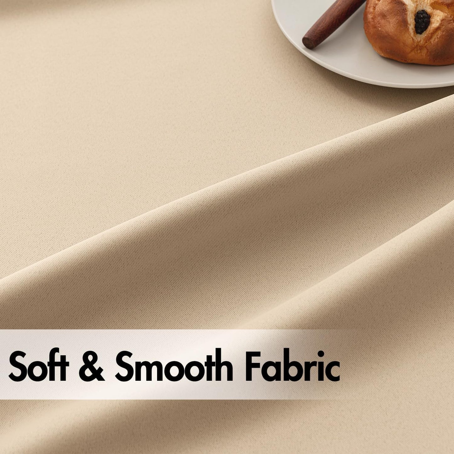 ANRODUO Back Tab Blackout Curtains for Bedroom Living Room, Rod Pocket Pinch Pleated Thermal Insulated Room Darkening Curtains 54 Inches Long 2 Panels, Beige, 42 x 54 Inch