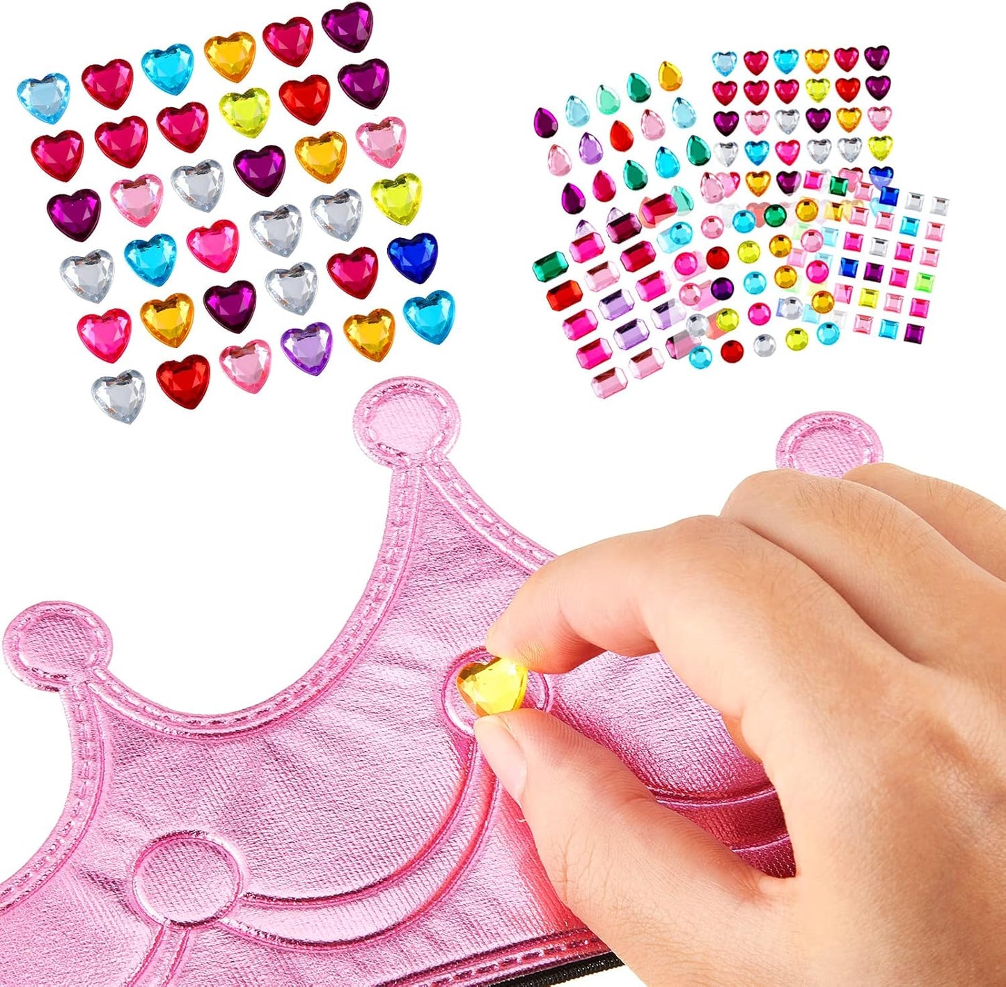 Epakh Princess Party Crowns Set, 27 Pcs DIY Crown with Diamond Stickers, Birthday Party Favor for Children and Princess Fans