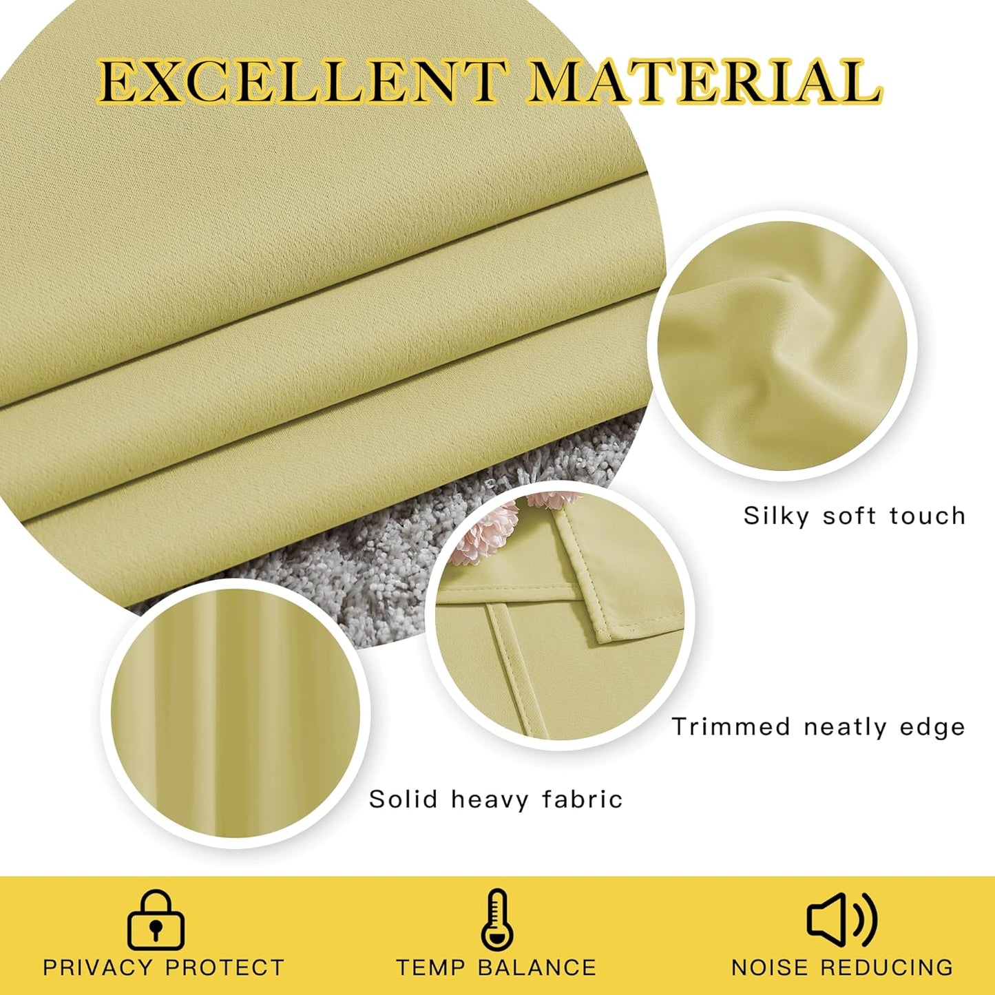 NICETOWN Room Darkening 90 inch Curtains for Bedroom, Room Darkening Energy Saving Thermal Insulated Grommet Window Treatments for Living Room, Paler Yellow, W52 x L90, 2 Panels