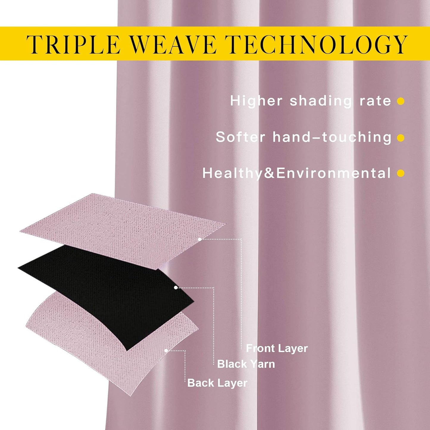 NICETOWN Room Darkening Drapes for Nursery - (52 inches Width by 120 inches Length, Lavender Pink, 1 Pair) Light Blocking Curtain Panels for Bedroom Girl Room, Soft Fabric Window Treatment