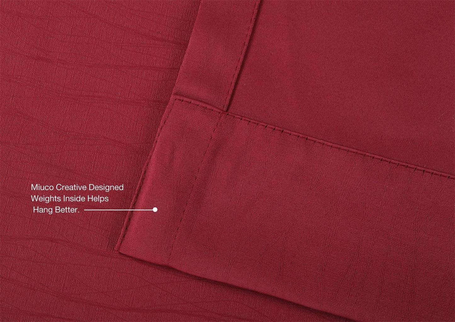 MIUCO Room Darkening Textured Grommet Thermal Insulated Blackout Curtains for Bedroom 2 Panels 52x95 Inch Burgundy