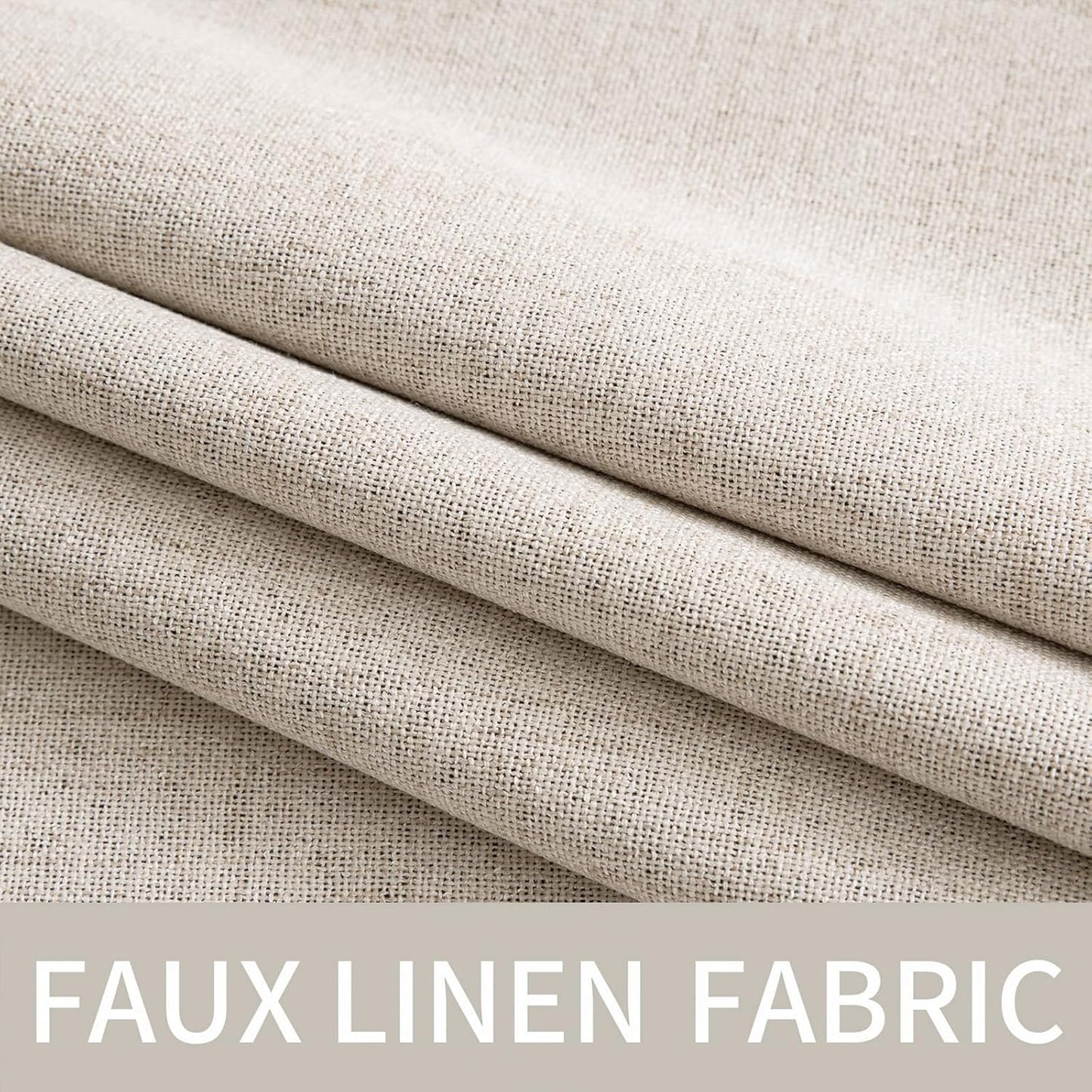 MIULEE Linen Textured Curtains for Bedroom Solid 100% Blackout Thermal Insulated Natural Grommet Room Darkening Curtains & Drapes Luxury Decor for Living Room Nursery 52 x 54 Inch (2 Panels)