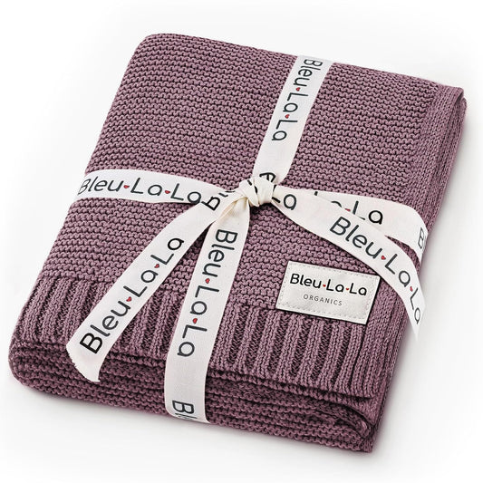 Heritage Knit Organic Cotton Receiving Swaddle Blanket for Girls - 100% Luxury Organic Cotton Knit Warm Cozy Crib Quilt Swaddle Blanket for Newborns Infants Babies & Toddlers (0-2Yrs - Sugar Plum)