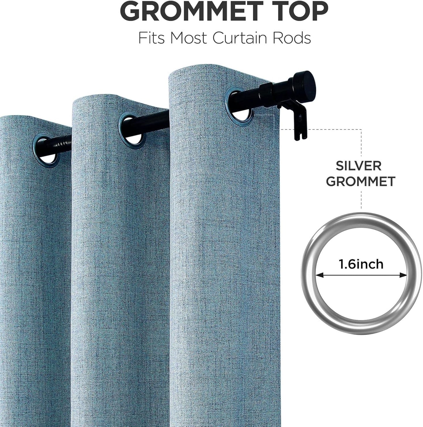 Joydeco Light Blue Blackout Curtains 120 Inches Long, Extra Long Blackout Curtains for Living Room Bedroom, Linen Textured Room Darkening Drapes for Windows with Grommets(52x120, Sky Blue)