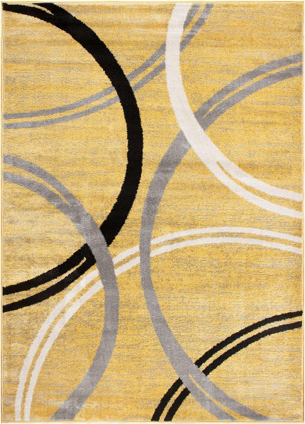 Rugshop Modern Wavy Circles Design Area Rug 7'10" x 10'2" Yellow
