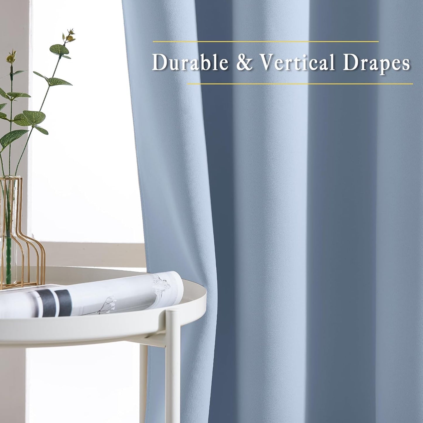 NICETOWN Bedroom Blackout Curtains Panels - Window Treatment Thermal Insulated Solid Grommet Blackout for Living Room (Set of 2 Panels, 52 by 54 Inch,Vintage Blue)