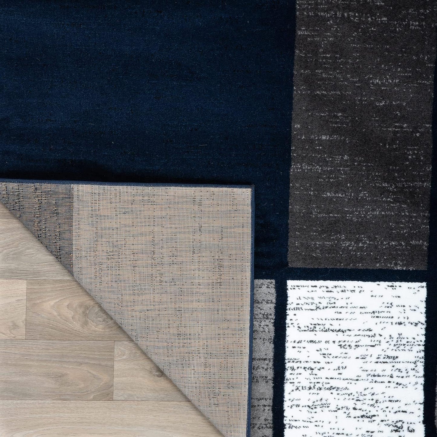 Rugshop Contemporary Modern Boxes Area Rug 2' x 3' Navy