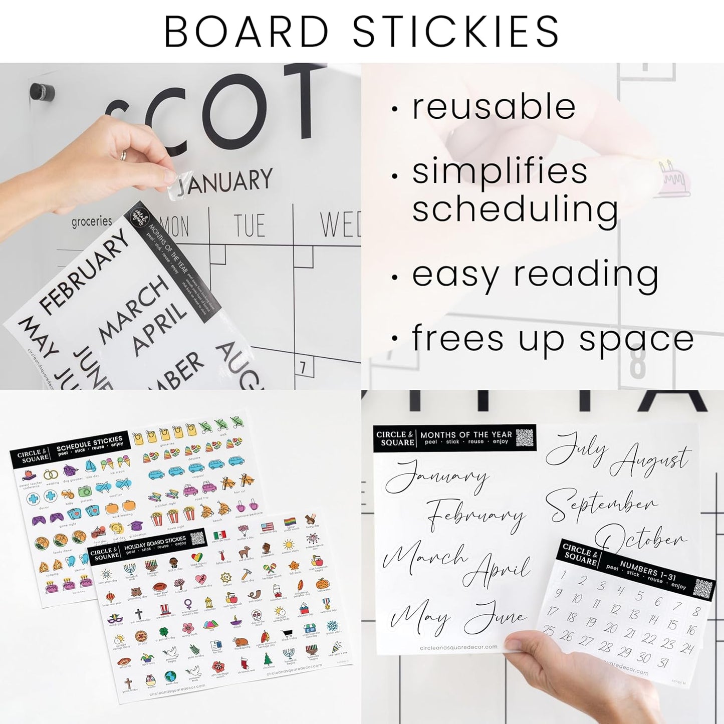 Personalized Clear Acrylic Calendar for Wall, Calendar Whiteboard for Wall, Dry Erase Wall Calendar, Wall Calendar Organizer System for Home (Cursive, Navy, 47.5"W x 36"H)