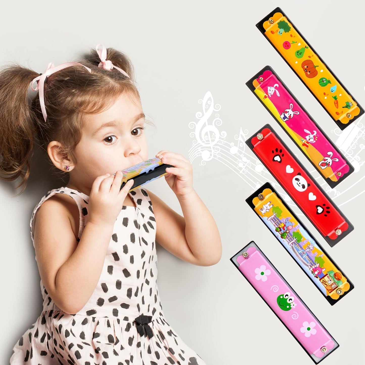 50 Pcs Cartoon Harmonica Bulk Kids Harmonica Toy 16 Holes for Beginner Children Birthday Party Favor, Random Color Pattern