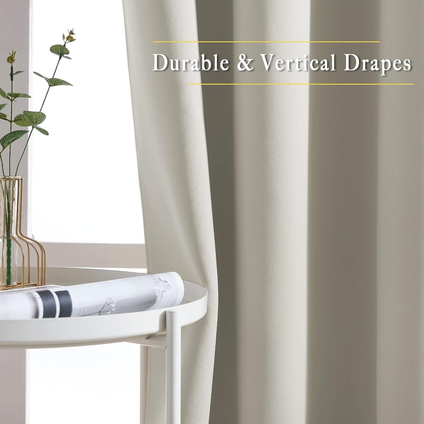 NICETOWN Room Darkening Slding Glass Curtain Panels - Window Treatment Thermal Insulated Grommet Light Blocking Drapes for Bedroom/Home Office (2 Panels, 80 by 84, Natural)