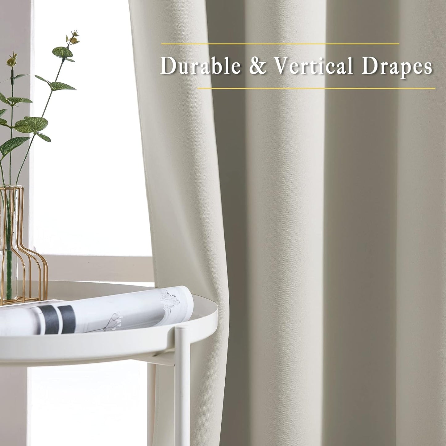 NICETOWN Blackout Sliding Door Curtains for Bedroom 90 inches Long - Window Treatment Thermal Insulated Solid Grommet Room Drapes Sound Reducing for Living Room (Natural, Set of 2, W66 x L90)