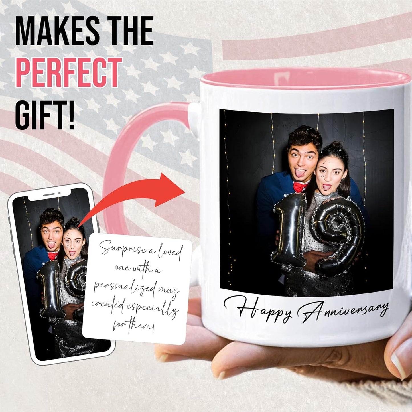 Custom Mug Upload Your Picture Personalized Coffee Mug with Photo Text Name Customized Cup Unique Ideas Gifts for Men Women Mom Dad Girlfriend Boyfriend Friend Family (Pink, 15oz)