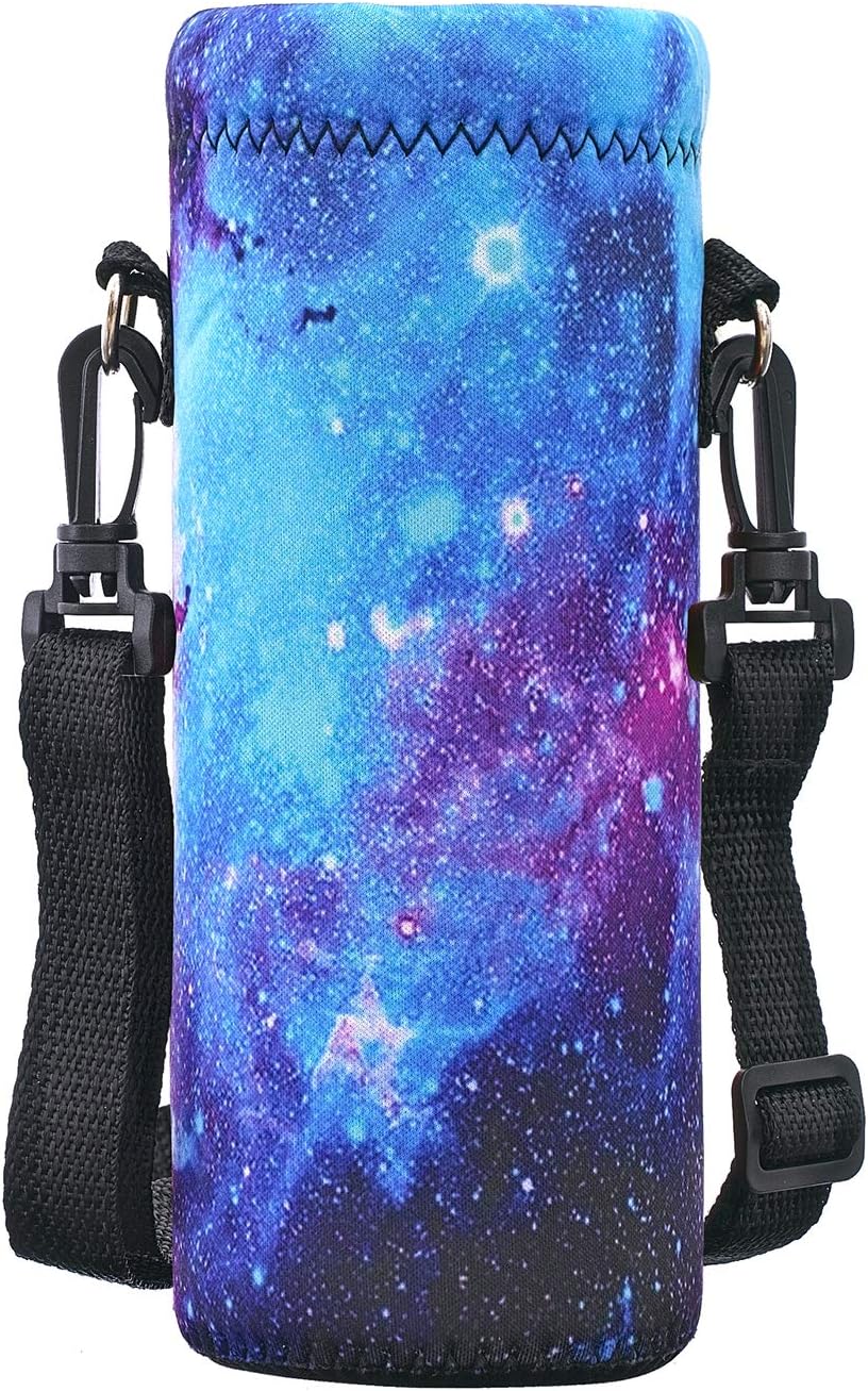 RICHEN Neoprene Water Bottle Carrier Bag with Adjustable Shoulder Strap,Insulated Water Bottle Cover for Stainless Steel/Glass/Plastic Bottles