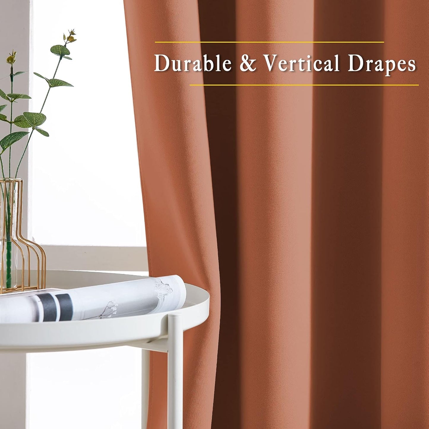NICETOWN Blackout Large Window Curtains 84 inches Long - Grommet Room Darkening Sliding Door Thermal Curtains & Drapes Sound Block for Bedroom/Living Room (Burnt Orange, 2 Panels, W66 x L84)