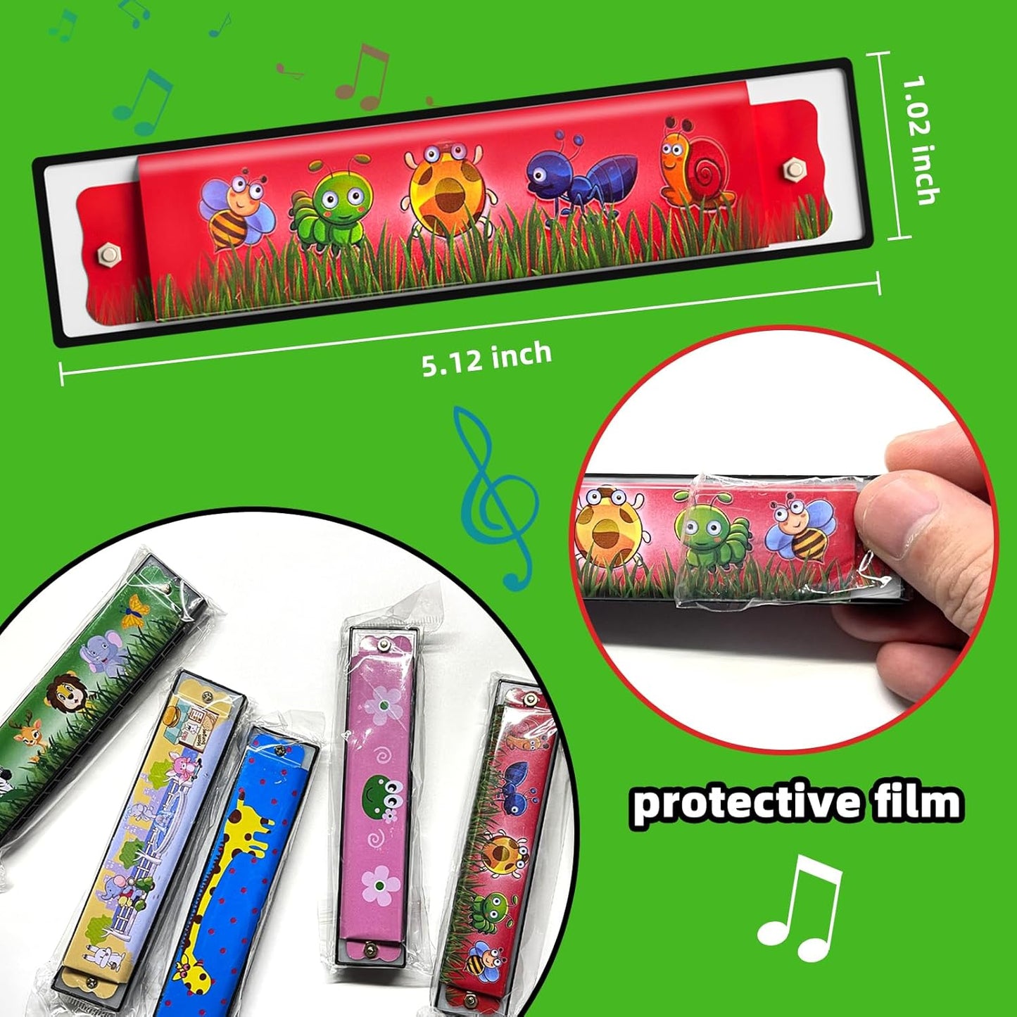 5 Pcs Harmonica for Kids Birthday Party Favor Musical Instrument, Return Gift Cartoon Double Row Harmonica Bulk Toy for Kids Party Favors Goodie Bags Stuffers & Operation Christmas Child Items