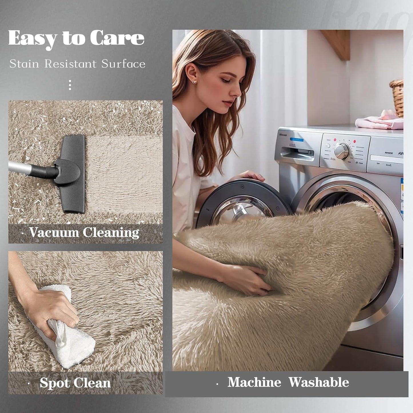 4FT Round Rug for Bedroom: Fluffy Shag Soft Washable Rugs Circle Small Fuzzy Plush Indoor Carpet for Living Room Nursery Playroom Dorm Kids Girls Boys Room (Camel, 4'x4')