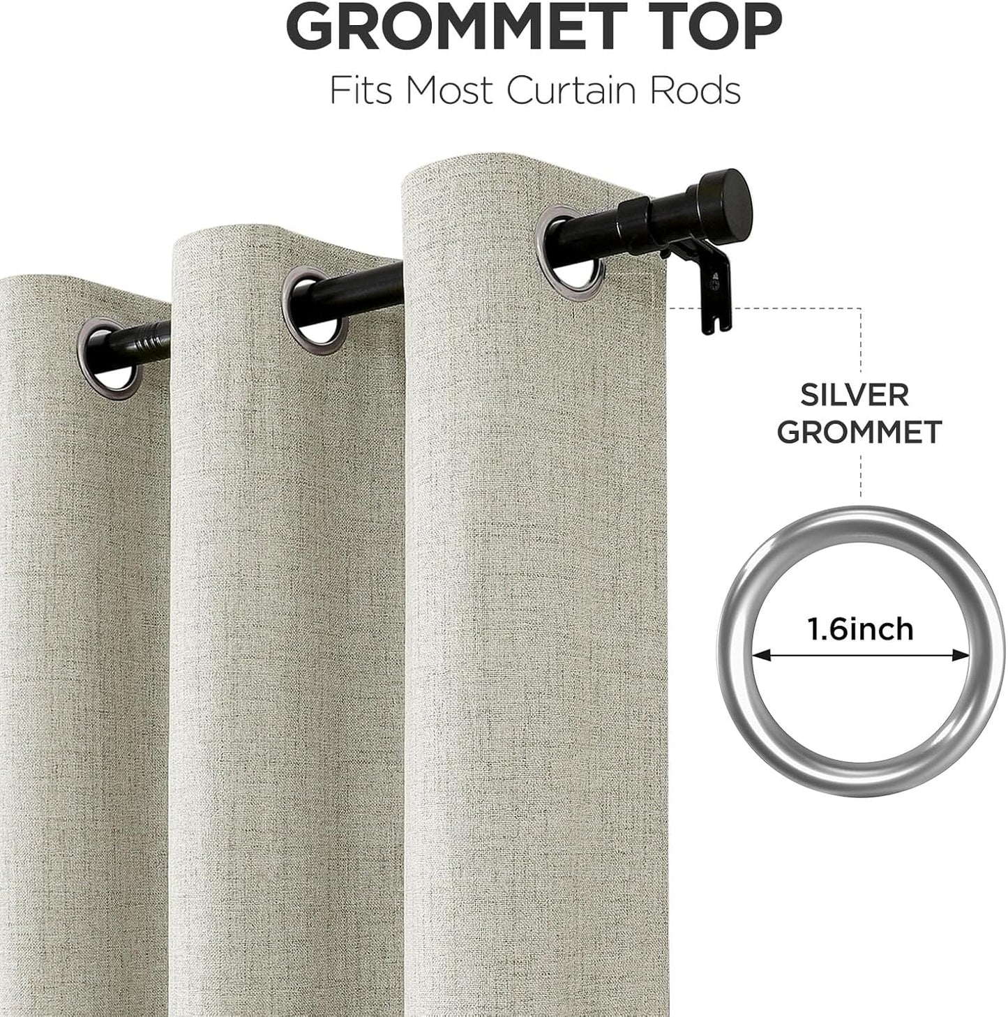 Joydeco Blackout Curtains 95 Inches Long 2 Panels Burg, Room Darkening Curtains for Bedroom, 100% Black Out Textured Thermal Drapes Privacy Protection 2 Panels Set(W52 x L95 Inch, Light Beige)
