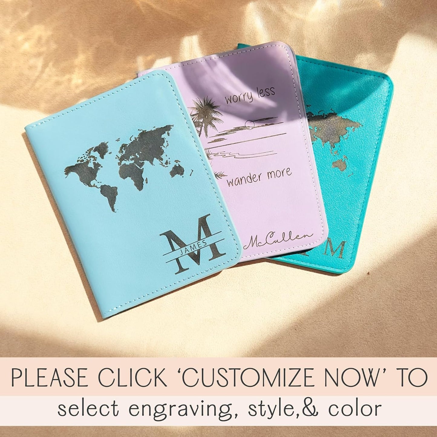 Personalized passport holder for travel- Premium genuine Leather passport Cover with Monogram, Name, Date, and Photo - Made in USA customized gifts for Women, Men, and family