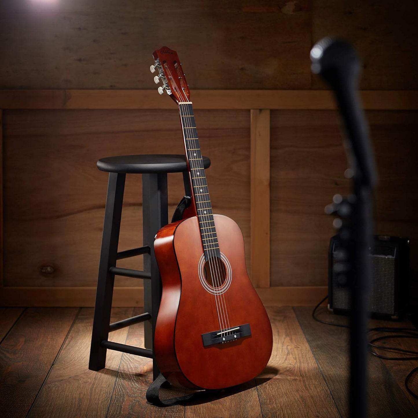 Ashthorpe 38-inch Beginner Acoustic Guitar Package (Brown), Basic Starter Kit w/Gig Bag, Strings, Strap, Tuner, Pitch Pipe, Picks