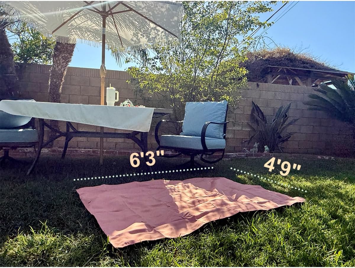 4’9” x 6’3” White Lightweight Water-Resistant Canvas Mat – Picnic, Outdoor, Beach, Park, Camping, Toy Mat